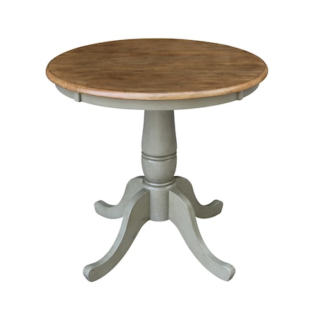 International Concepts Round 30 in Rd Top Pedestal Table, Dining Height, Hickory/Stone, 30 W, 30 L, 29.1 in H, Wood K41-30RT
